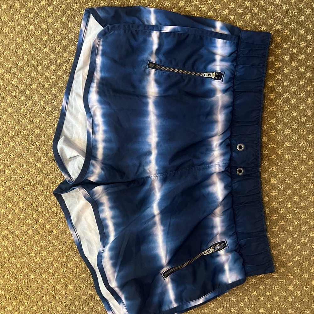 Blue Tie-Dye Shorts with Zipper Pockets